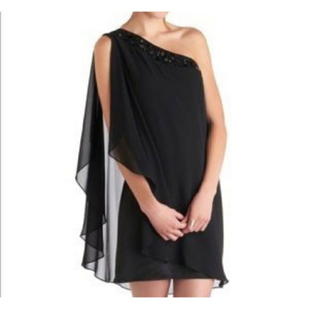 Max And Cleo Black Camilla One Shoulder Beaded Party Dress Sz 0 New